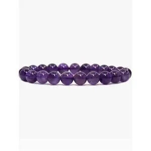 NEW?Amethyst 8mm Round Beads Stretch Crystal Bracelet 7 Inch